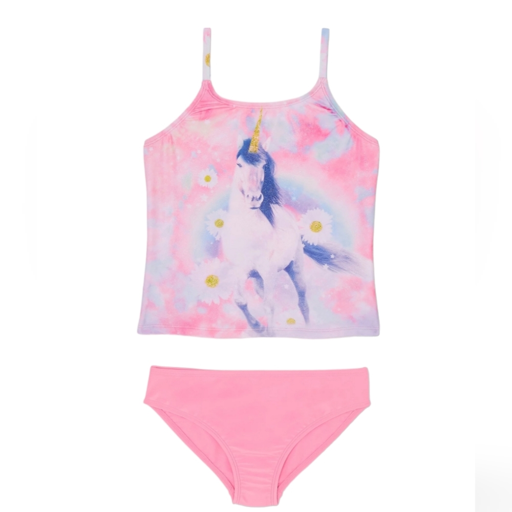 Wonder Nation Girls Unicorn Swim Tankini 2-Piece
